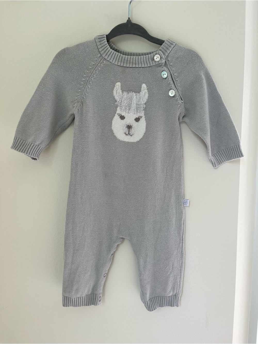 Gray Knit Llama One-Piece Footless BabySleeper